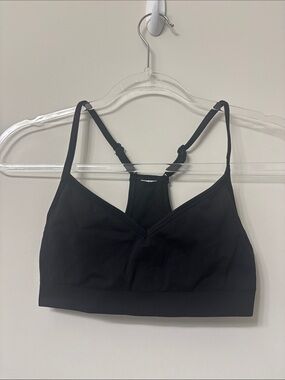 Fabletics Black V-Neck Strappy Racerback Light Support Sports Bra